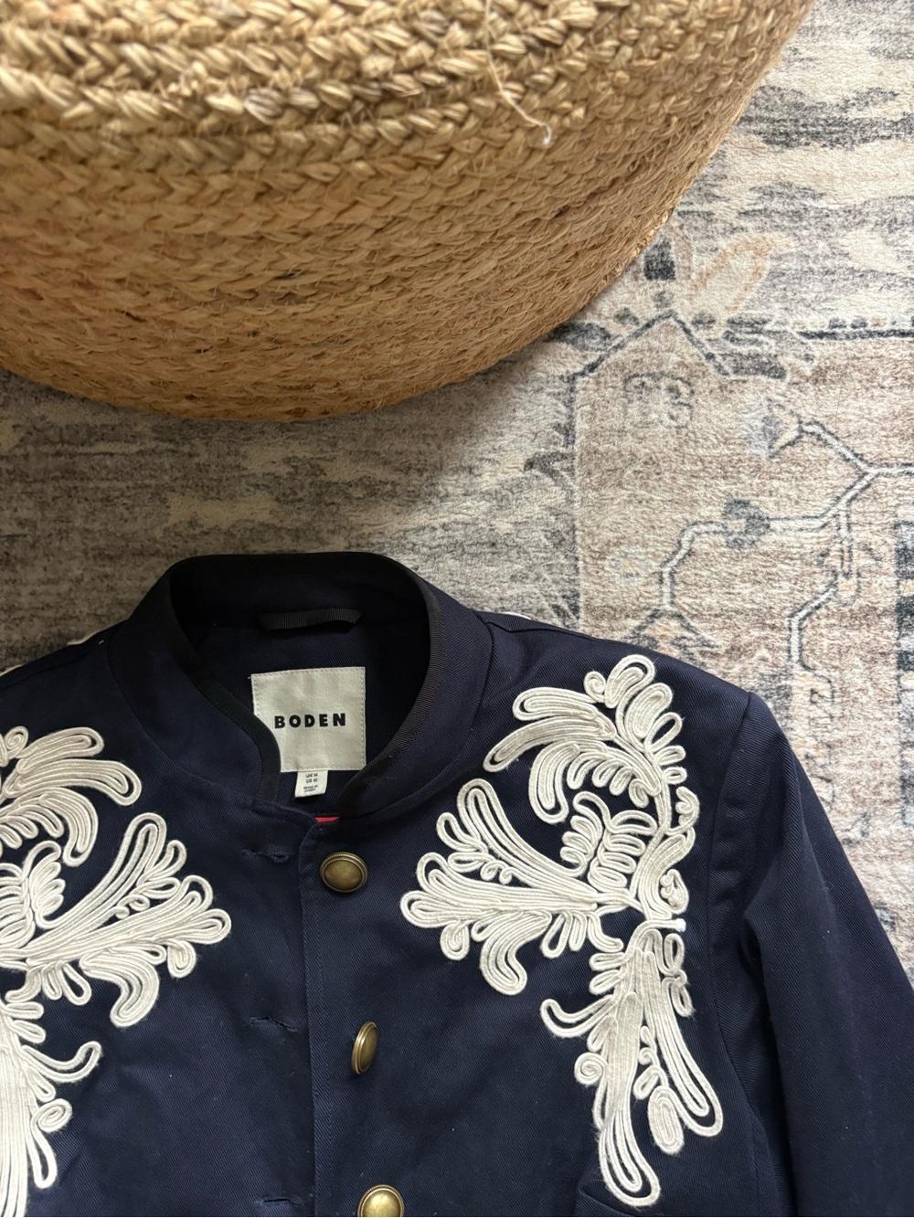 Boden Warwick embroidered navy jacket blazer Size 10 - Picture 4 of 15